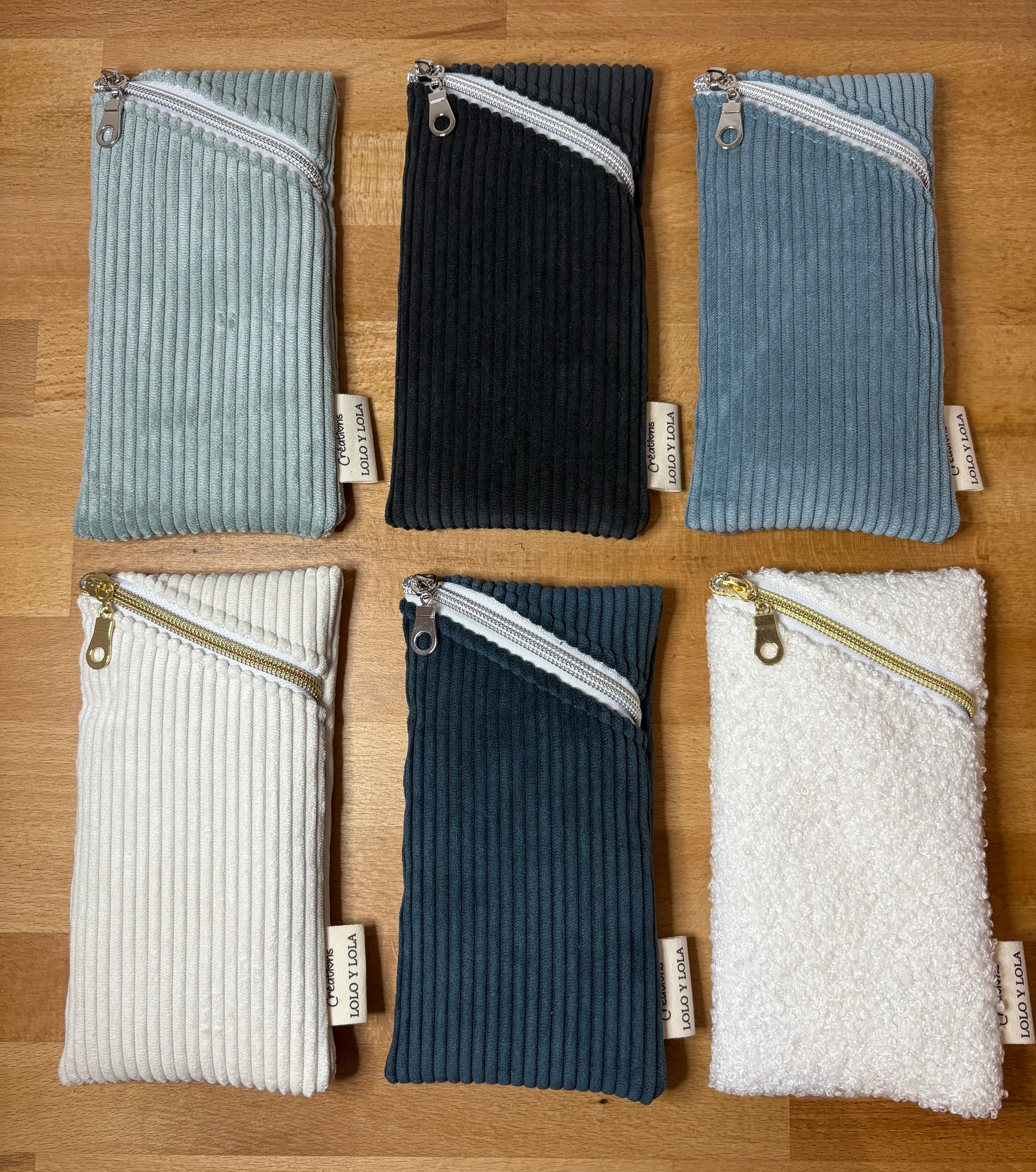 Étui lunettes de vue ou de soleil personnalisé prénom broderie velours côtelé marron camel chocolat bleu ciel vert olive bleu marine