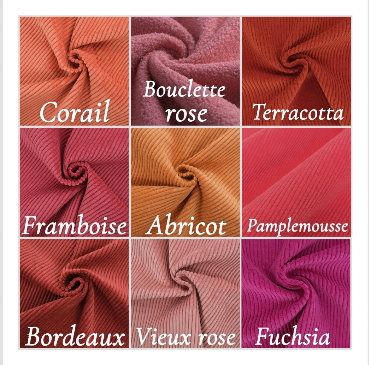 Tissus velours côtelé rose rouge abricot 
Tissuthèque étuis lunette personnalisé prénom 